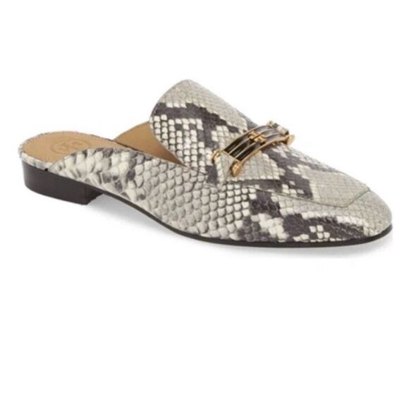 TORY BURCH Amelia Leather Snake Print Loafer Mule Slip loafer On Size 7.5 - Picture 1 of 13